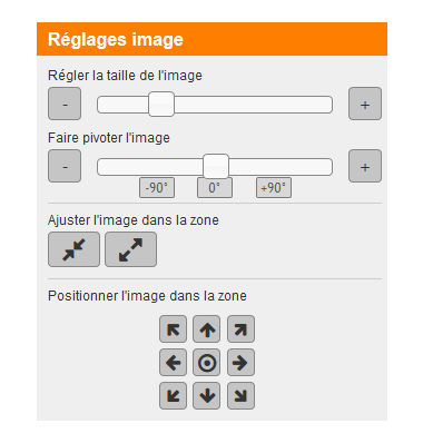 éditeur en ligne - réglages des images