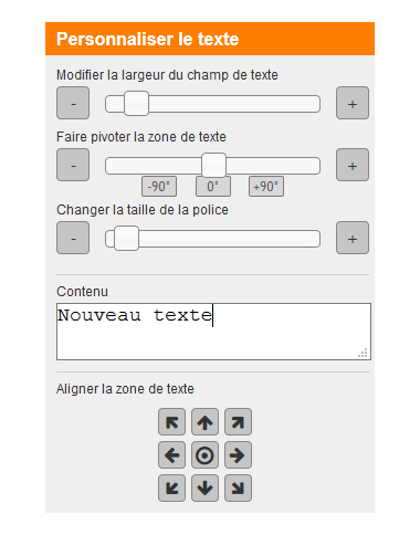 éditeur en ligne - personnaliser le texte