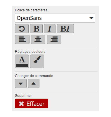 éditeur en ligne - réglages texte